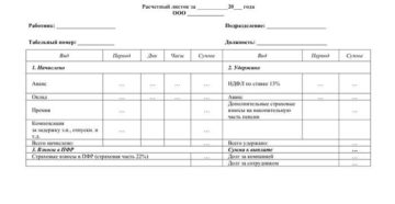 Расчетный листок по зарплате: образец 2021