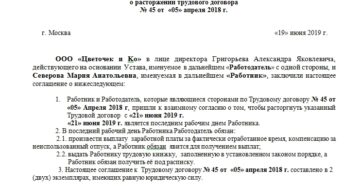Соглашение о расторжении договора по соглашению сторон: образец 2021